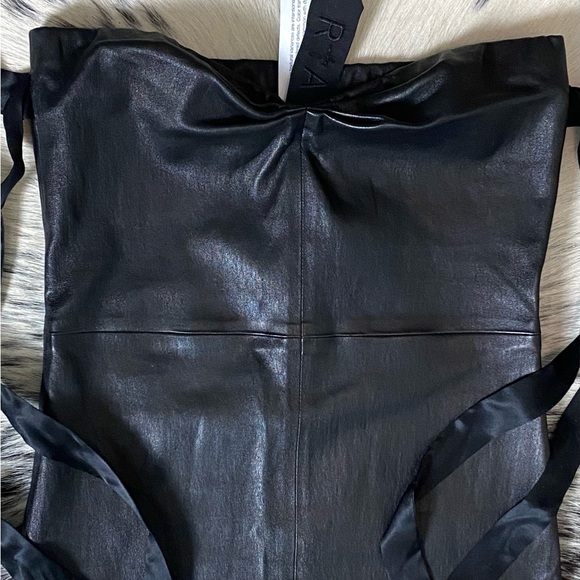 RTA “JULIENNE” OFF-SHOULDER LEATHER MINI DRESS, SZ 2 BLACK NWT! - Picture 7 of 12